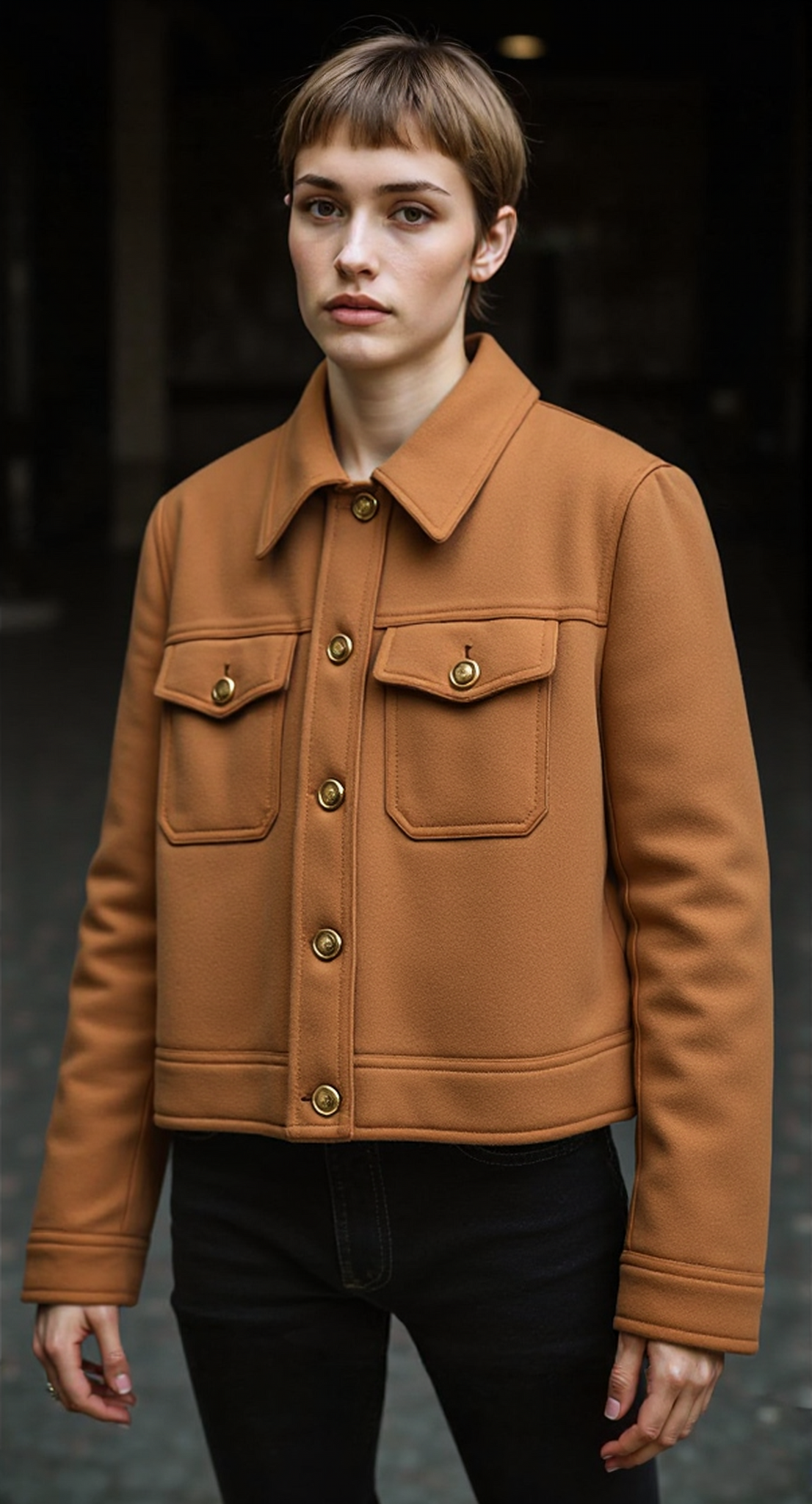 Giacca in Camoscio Cropped con Bottoni | Chiara