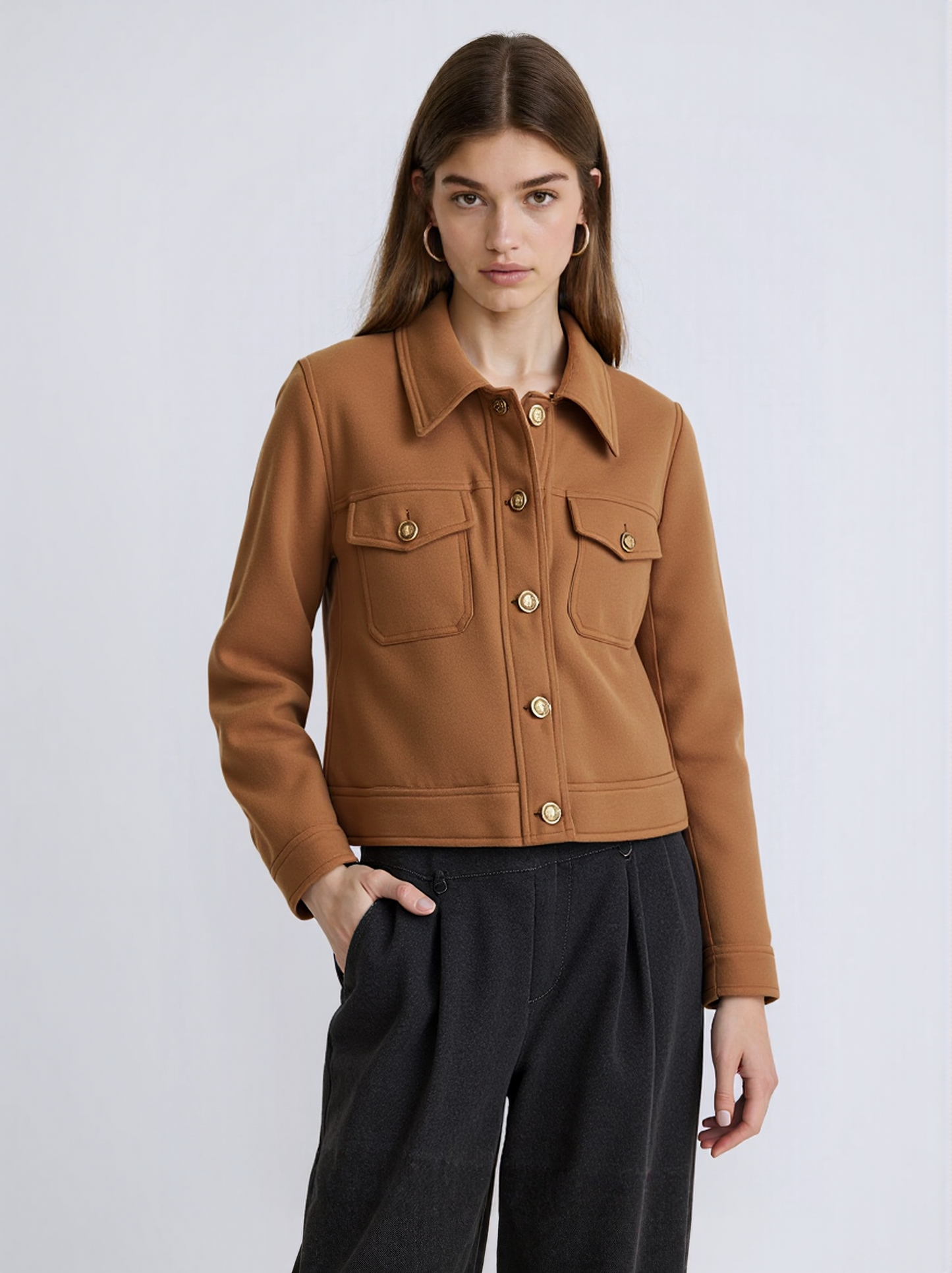 Giacca in Camoscio Cropped con Bottoni | Chiara