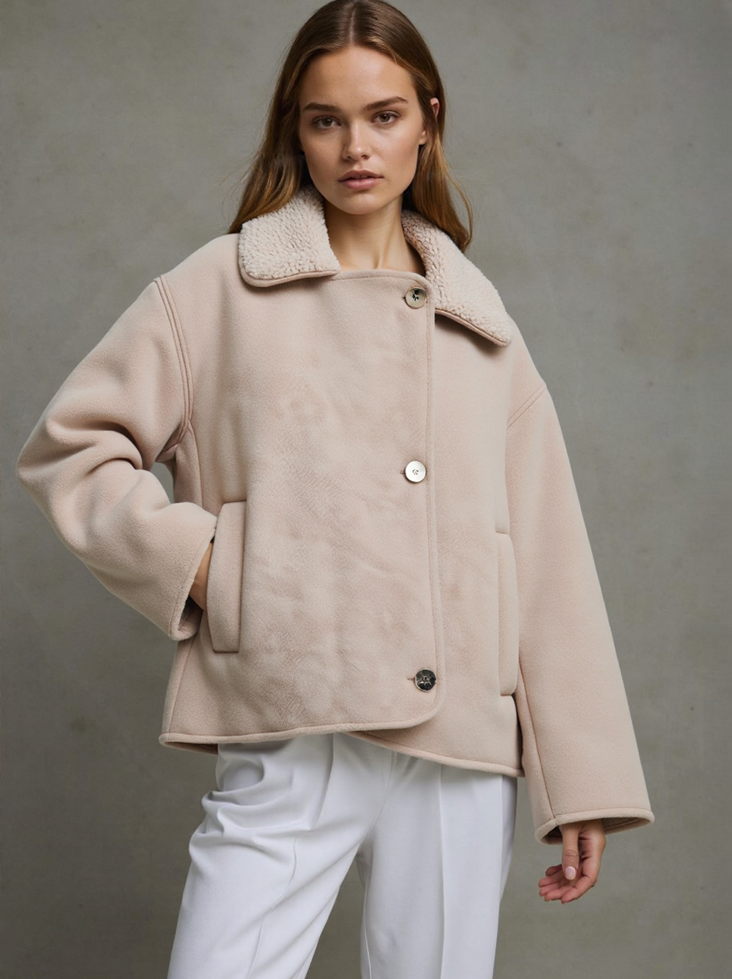 Giacca in Camoscio Oversize con Fodera in Pelliccia | Allegra