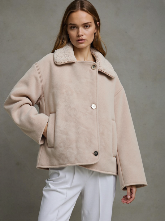 Giacca in Camoscio Oversize con Fodera in Pelliccia | Allegra