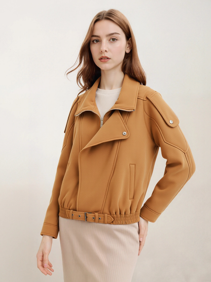 Giacca in Camoscio Stile Biker con Cintura | Valentina