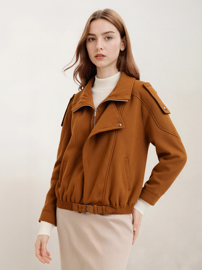 Giacca in Camoscio Stile Biker con Cintura | Valentina