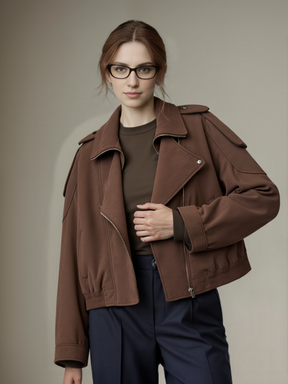 Giacca in Camoscio Stile Biker con Cintura | Valentina