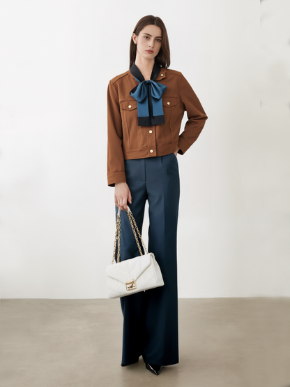 Giacca in Camoscio Cropped con Tasche sul Petto | Elisabetta