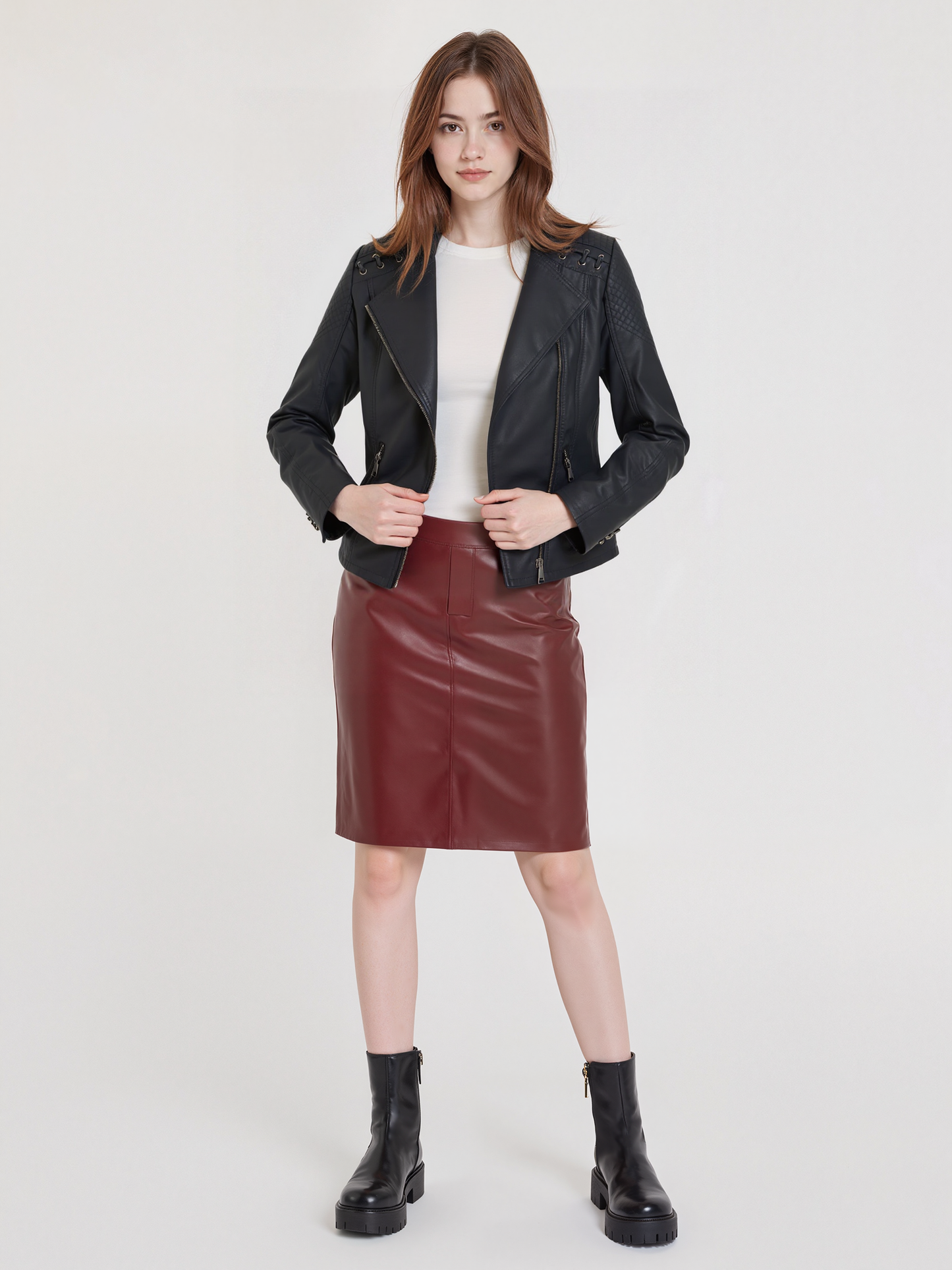 Giacca in Pelle Aderente Stile Moto | Mila